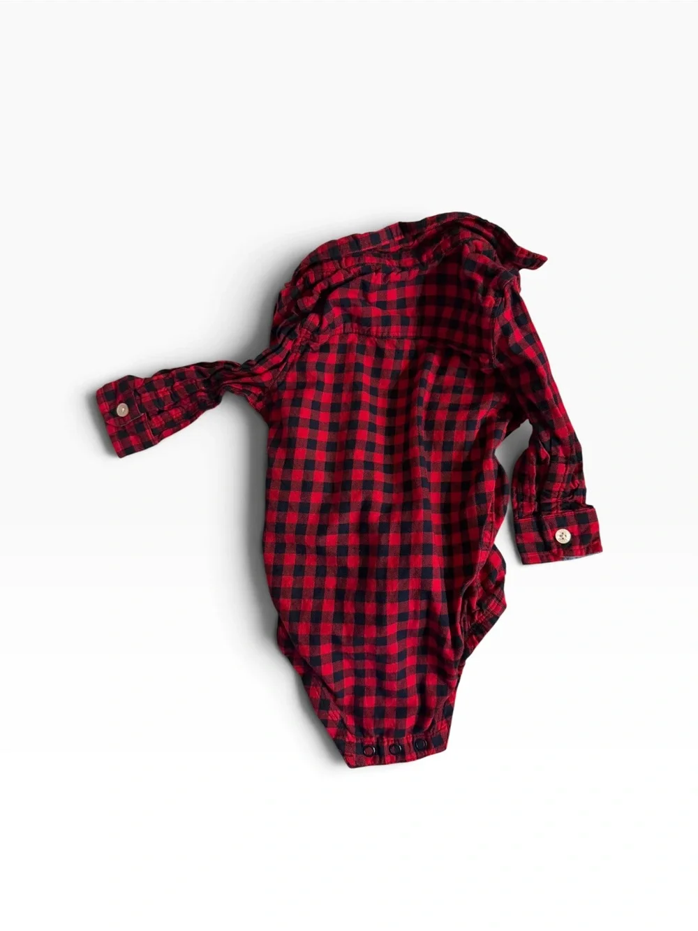 OshKosh B'gosh Red and Black Plaid Button-Up Onesie